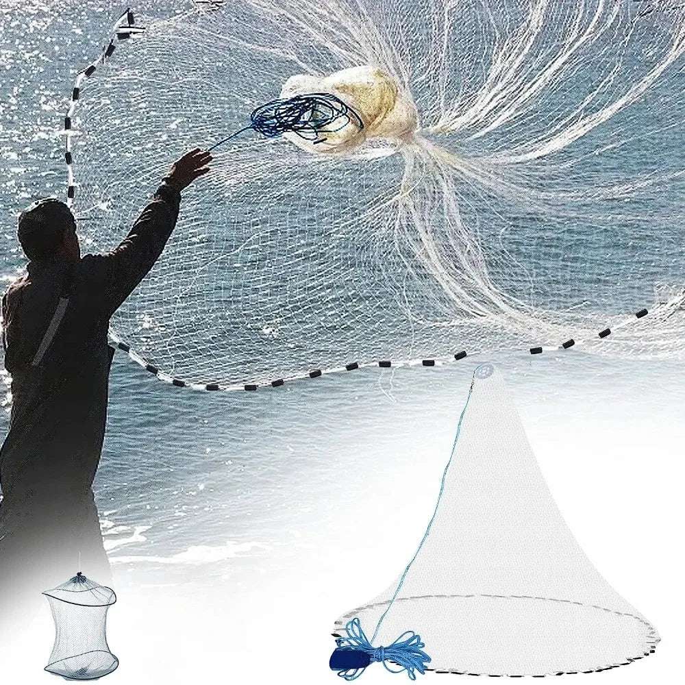 Cast Net 4Ft-8FT Radius Bait Net for Fishing Small Mesh Throw Cast Net  Fishing Nets for Saltwater with Aluminum Sinker