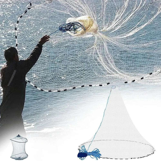 Cast Net 4Ft-8FT Radius Bait Net for Fishing Small Mesh Throw Cast Net  Fishing Nets for Saltwater with Aluminum Sinker