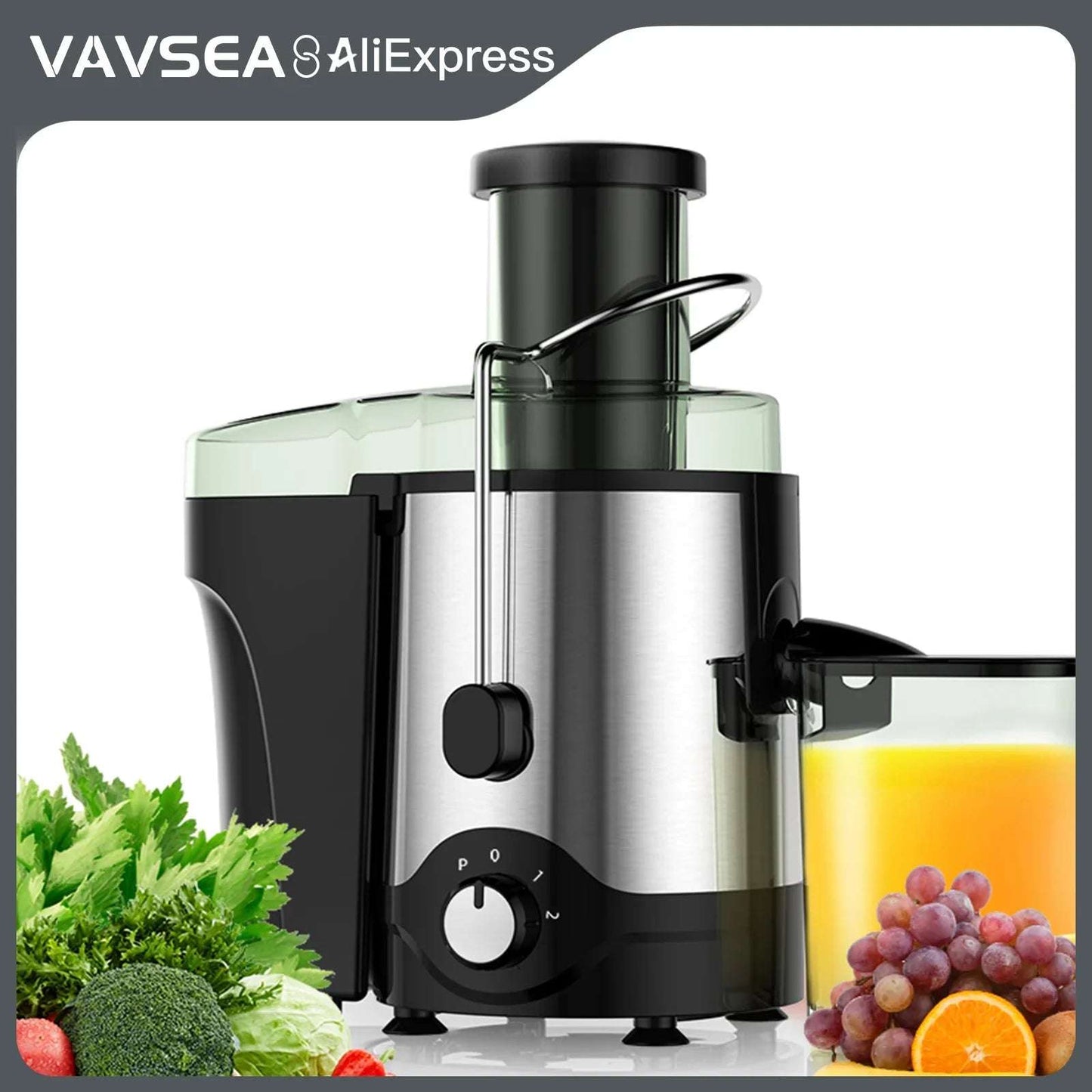 VAVSEA 600W Juicer Machine, Anti-Drip Centrifugal Juice ctor with 3-" Feed Chute for Whole Fruits & Vegetables, BPA-Free