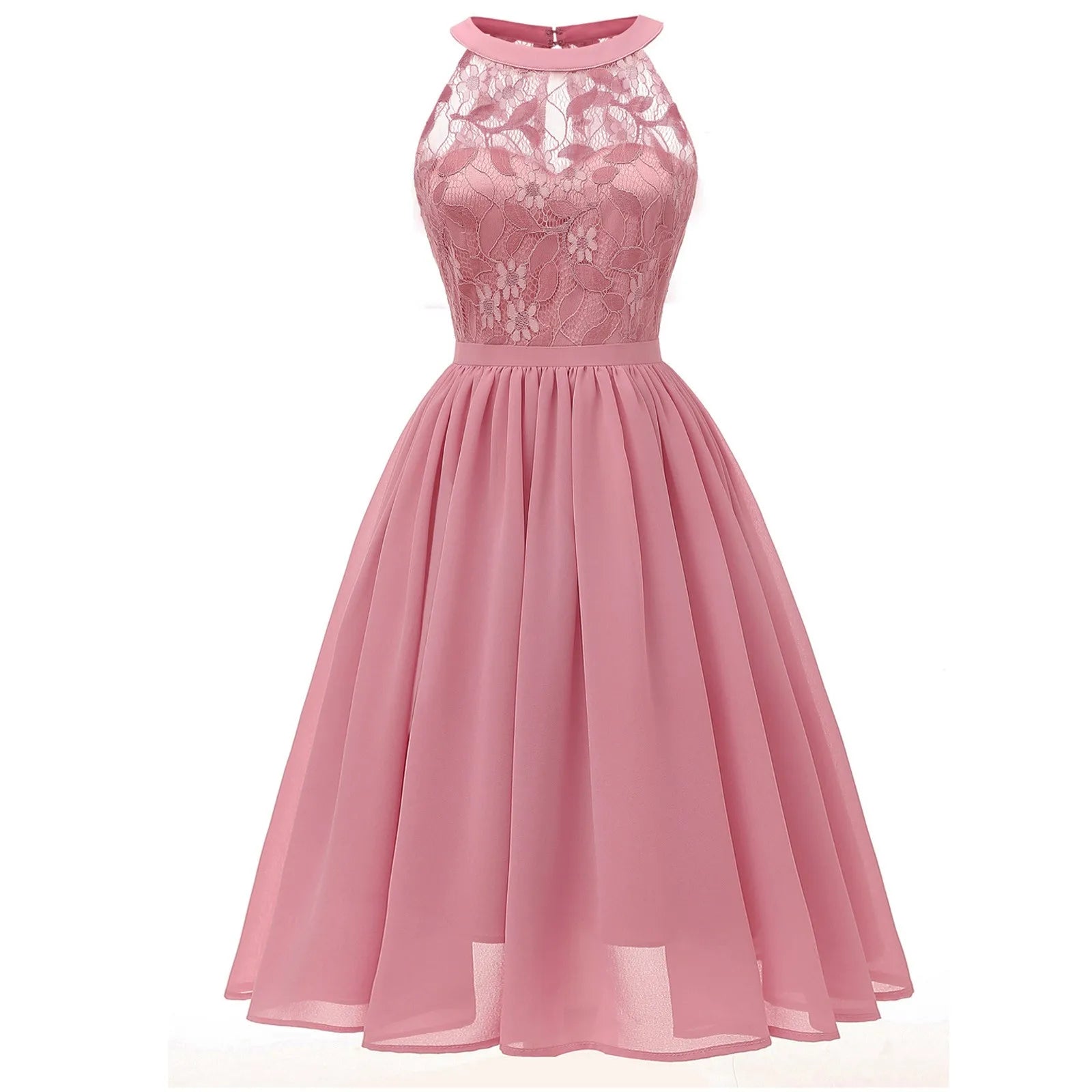 Women's Evening Dress Gorgeous Lace Chiffon Evening Gowns Ladies Sleeveles