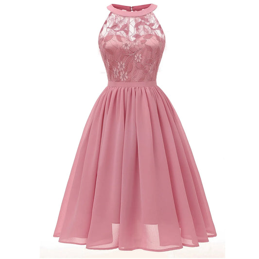 Women's Evening Dress Gorgeous Lace Chiffon Evening Gowns Ladies Sleeveles