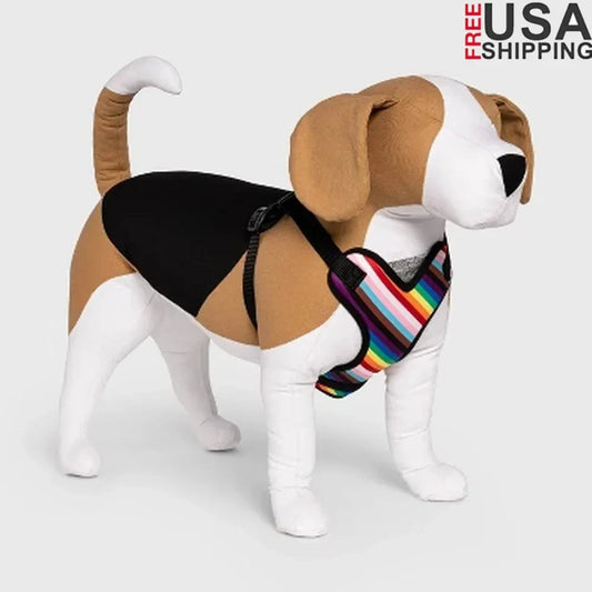Rainbow Dog Harness Pride Celebrations Soft Fabric Adjustable Secure Fit Leash Attachment Gorgeous Pet Accessory All Ages