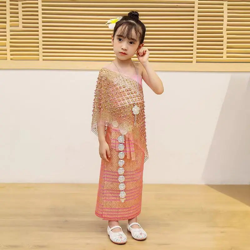 2025 girls thailand traditional festival clothing bride gilded yarn splashing garment dai minority costume girl travel dress