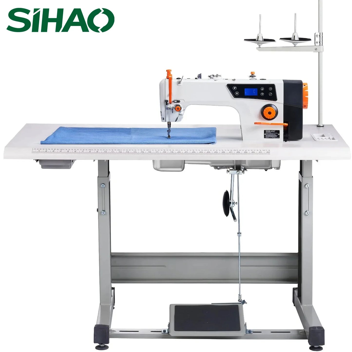 Sihao 550W Sewing Machine Head/Bed Electronic Heavyduty Servo Motor Lock Stitch 5000Spm Leather/Canvas Control Panel/Worktable