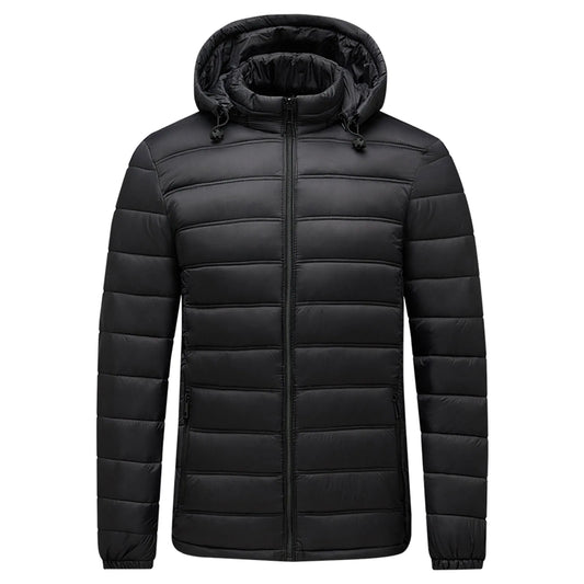 Men Thick Coat Autumn And Winter Cotton Padded Jacket With Hooded Detachable Zipper Men's Winter Coats Long Length with Hood
