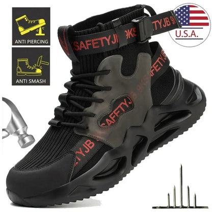 Lightweight Men Safety Shoes Steel Toe Work Sneakers Anti-Smash Protective Shoes Anti-Smash Anti-Puncture Indestructible Shoes