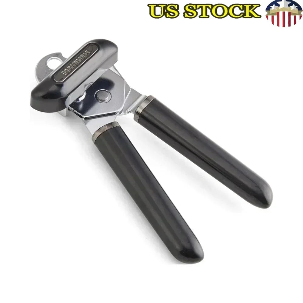 Professional Stainless Steel Can Opener With Ergonomic Grip Easy Turn Knob And Built-In Bottle Opener Durable Kitchen Tool