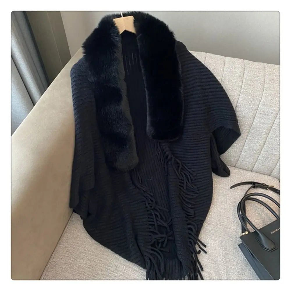 Wedding Cloak Evening Dresses Faux Fur Collar  Wraps Knitting Shawl Winter Warm Scarf &Wrap