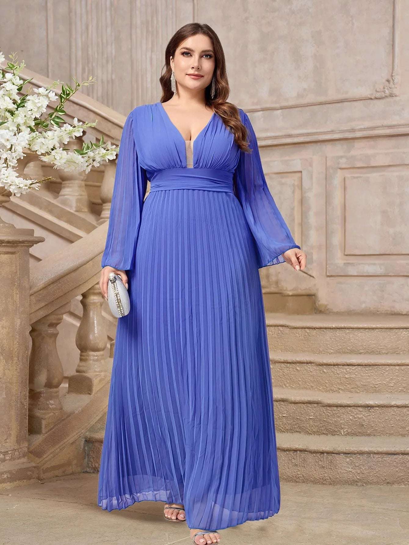 Luxury Prom Dresses Lace White Dress For Women Deep V Neck Trendy Puff Sleeve Maxi Dress Evening Dresses Woman Elegant 2024  