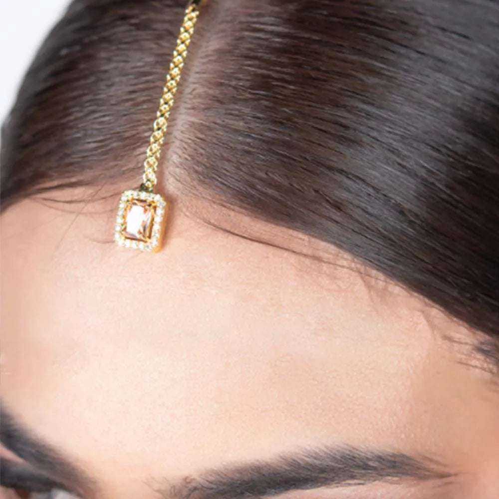 Rectangular Pendant Head Chain Boho Headband Wedding Hair Jewelry Rhinestone Forehead Accessories Women Bridal 2025