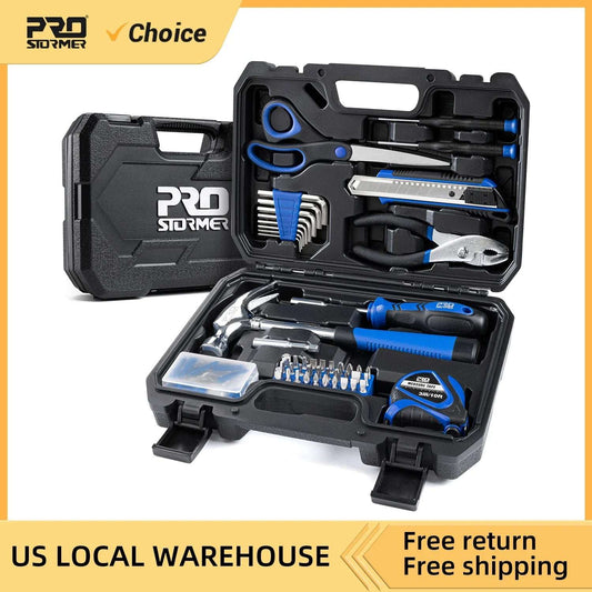 93-Piece Portable Tool Kit Home Repair Tool Set with Toolbox Organizer Small Starter Toolbox Kit for Students By Prostormer