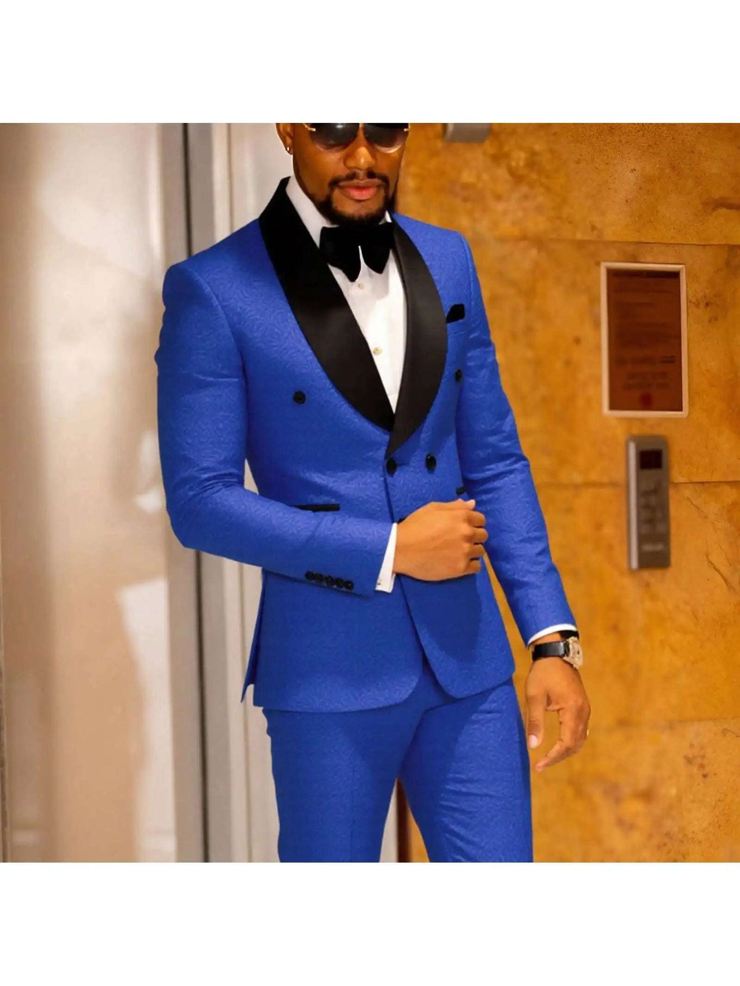 Men 2 Piece Slim Fit Floral Tuxedo Suit Paisley Peak Lapel One Button Single Breasted Suit Jacket Pants Set