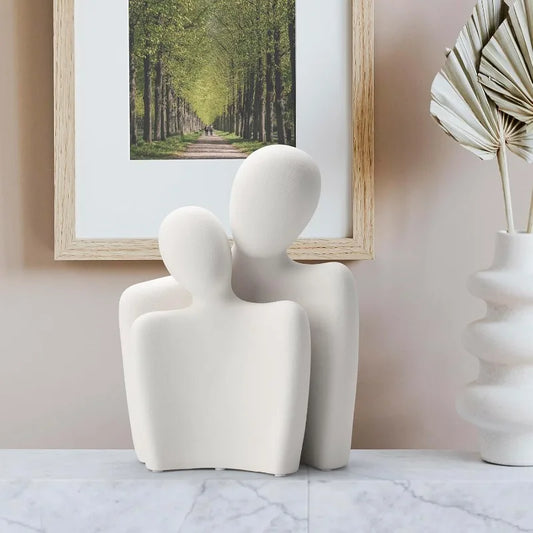 Ceramic Couple Statues For Home Decor, Hugging Couple Figurines For Shelf And Table Decor, Modern Romantic Sculptures For Living