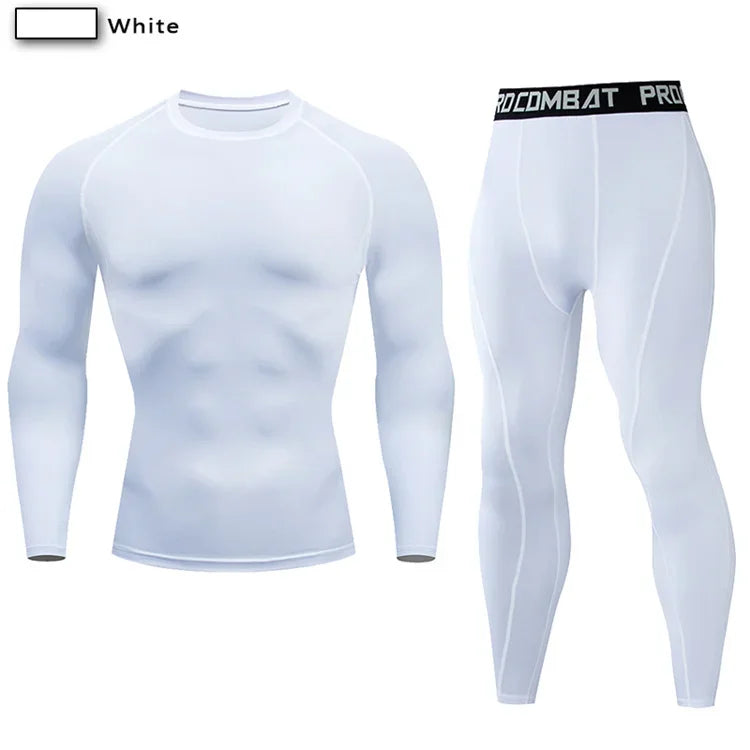 2Pcs Men Compression Sportswear Suit Elastic Training Sports Yoga Sets Workout Jogging Fitness Clothing Tracksuit Pants Sporting