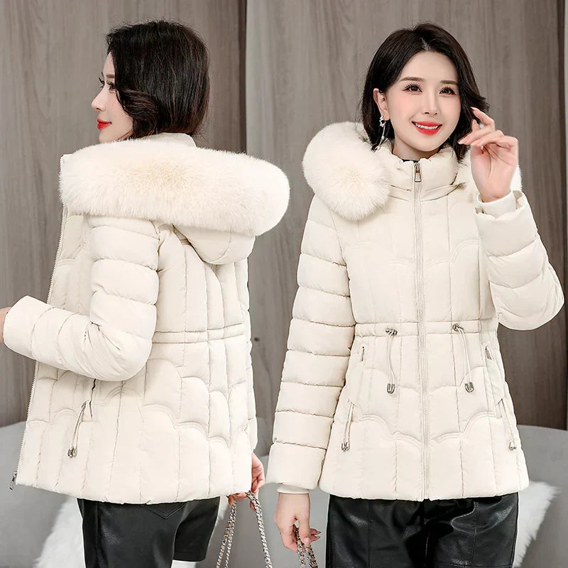 Winter 2025 New Down Jacket Women'S Parkas Fashion -Quality Warm Cotton Padded Coat Ladies Short Overcoat Hooded Overwear Tops
