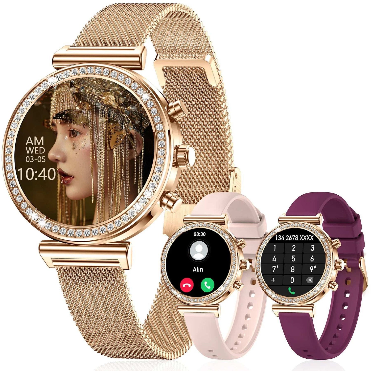1.29" Touchscreen Smart Watch(Wireless Calls),Fitness Smartwatch for iPhone/Android with Sport Modes, Women Function/Watch Faces