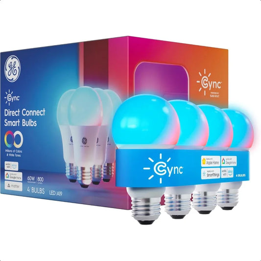 GE A19 Smart LED Light Bulbs Color Changing Room Decor Works with Alexa and Google Home Matter Compatible LED Lights for Bedroo