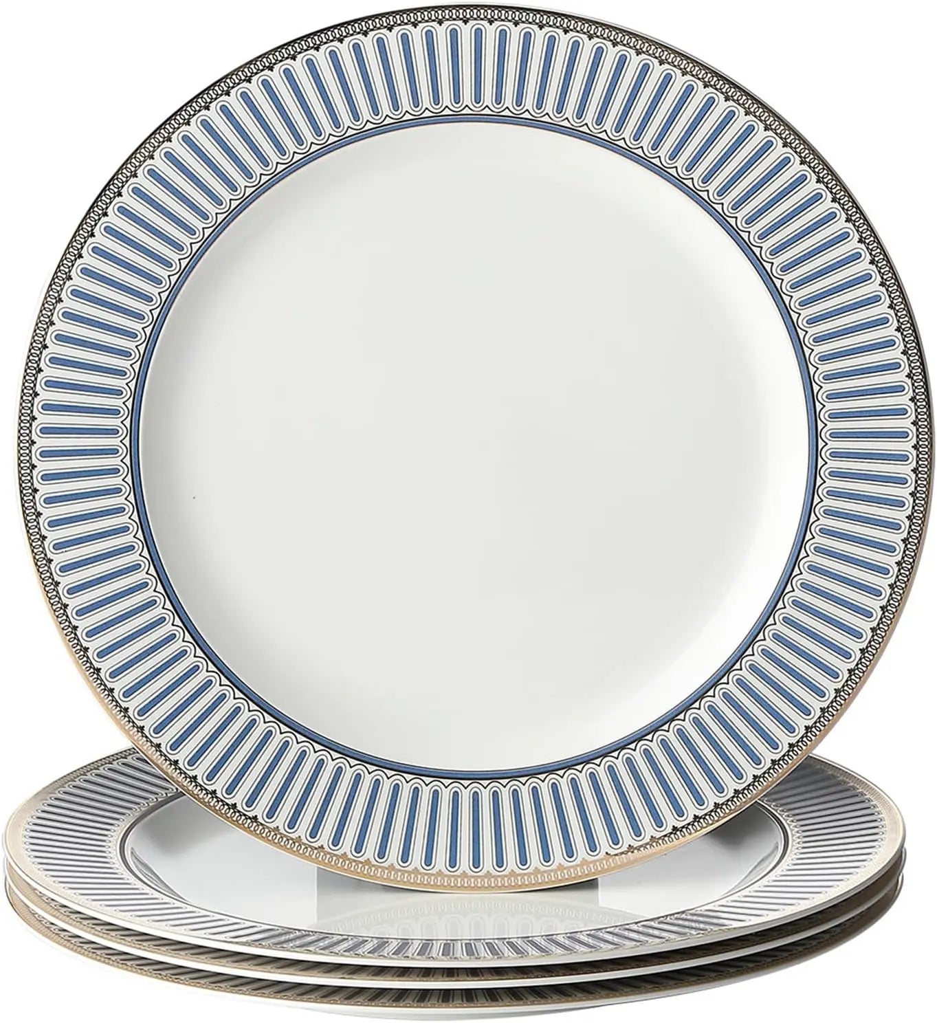 10 Inch Bone China Salad Plates Sets Of 4 Modern Elegant Round Dishes Dessert Plate Set Dinnerware Dish Serving Plates For Kitch