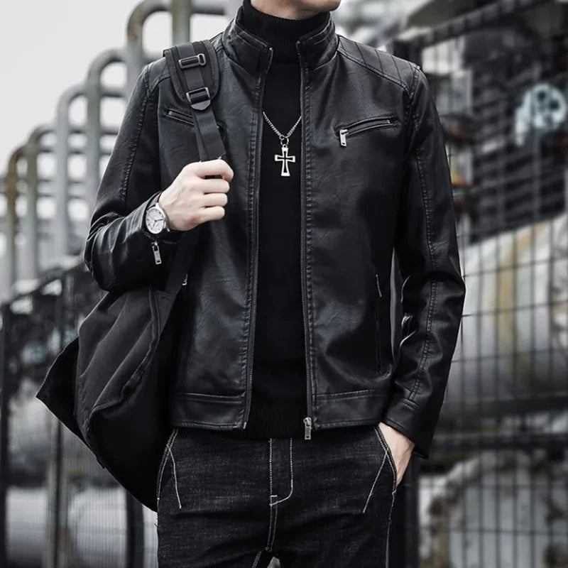Men Leather Suit Jacket Men Slim Fit Short Coat Men Fashion Leather ja