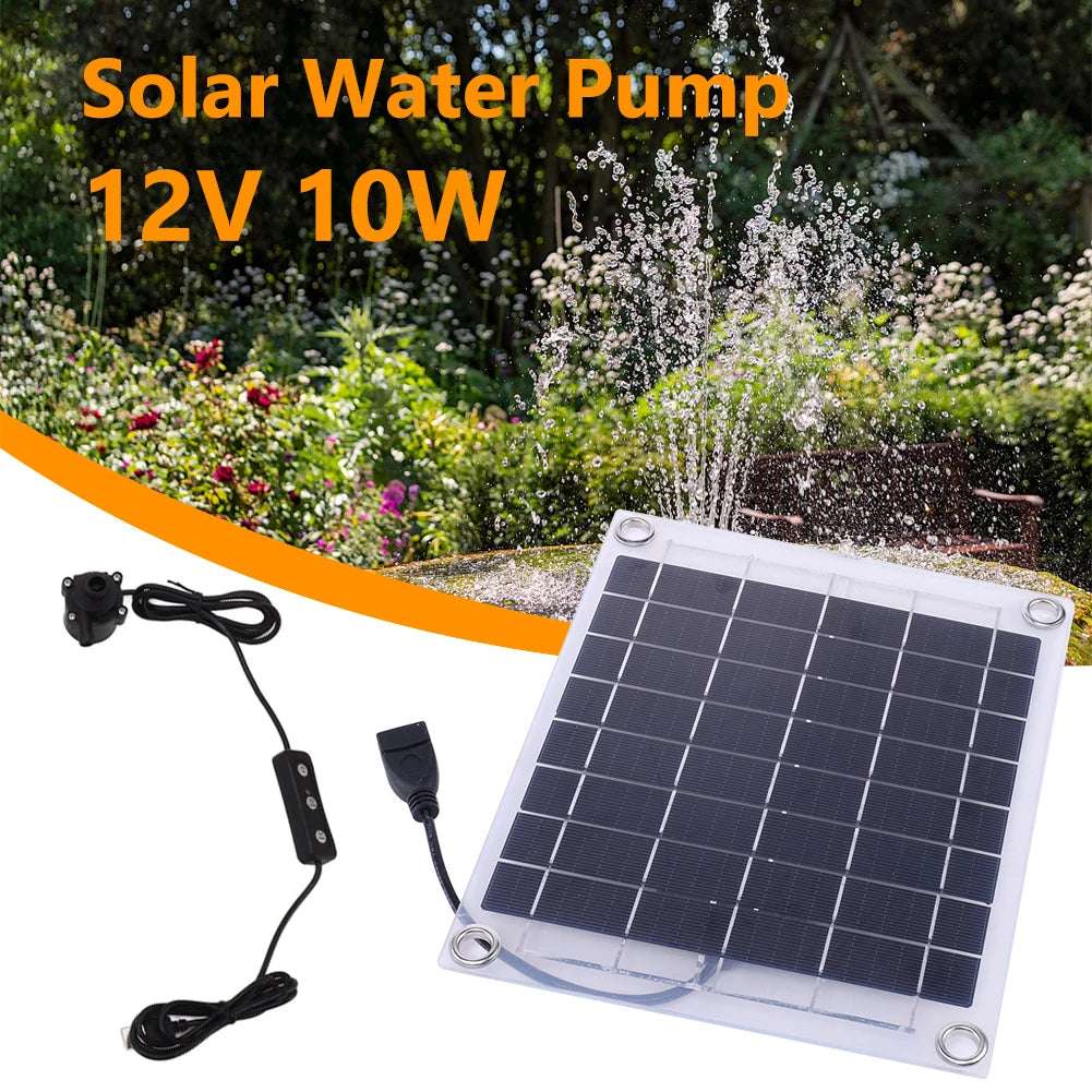 12V 10W Aquarium Pump Watering System Mini Fountain Panel Pump with Adjustment Switch Solar Power Panel Water Pump Kits for Pool