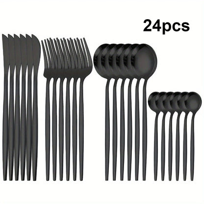 24/48Pcs Stainless Steel Cutlery Set Dishwasher Safe Home Kitchen, Parties Holidays  Includes Forks, Knives, Spoons