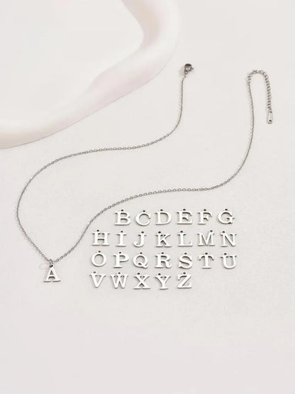 Fashion Alphabet Pendant Necklace For Women, Letter Charm Pendant Necklace For Gift, Stainless Steel Jewelry, Initial Letter Nec