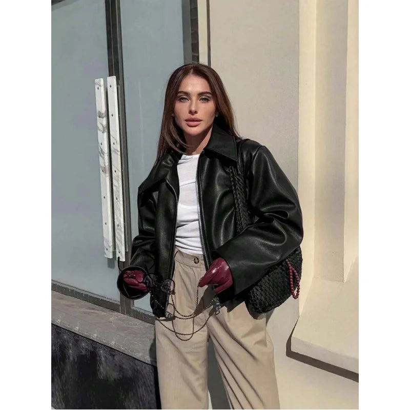 Women'S Vintage Matte Leather Motorcycle Jacket  Zipper Closure, 6 Colors, Sizes Xxs’Xl