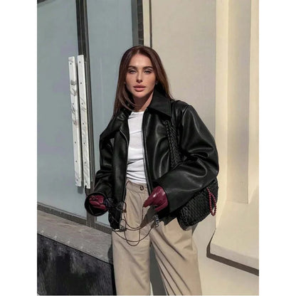 Women'S Vintage Matte Leather Motorcycle Jacket  Zipper Closure, 6 Colors, Sizes Xxs’Xl