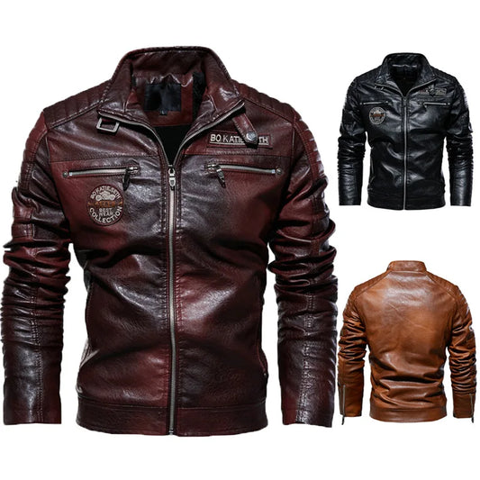Motorcycle commuting racing suit outdoor cycling suit jacket autumn European and American tough guy lapel leather jacket