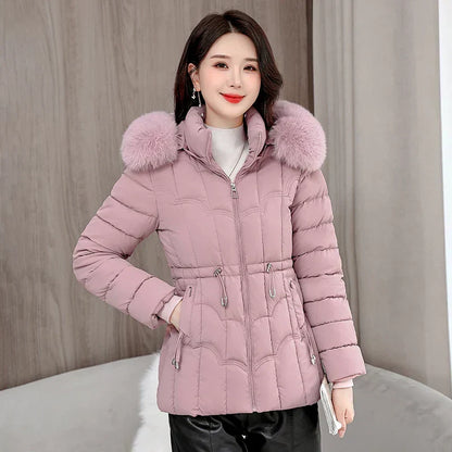 Winter 2025 New Down Jacket Women'S Parkas Fashion -Quality Warm Cotton Padded Coat Ladies Short Overcoat Hooded Overwear Tops