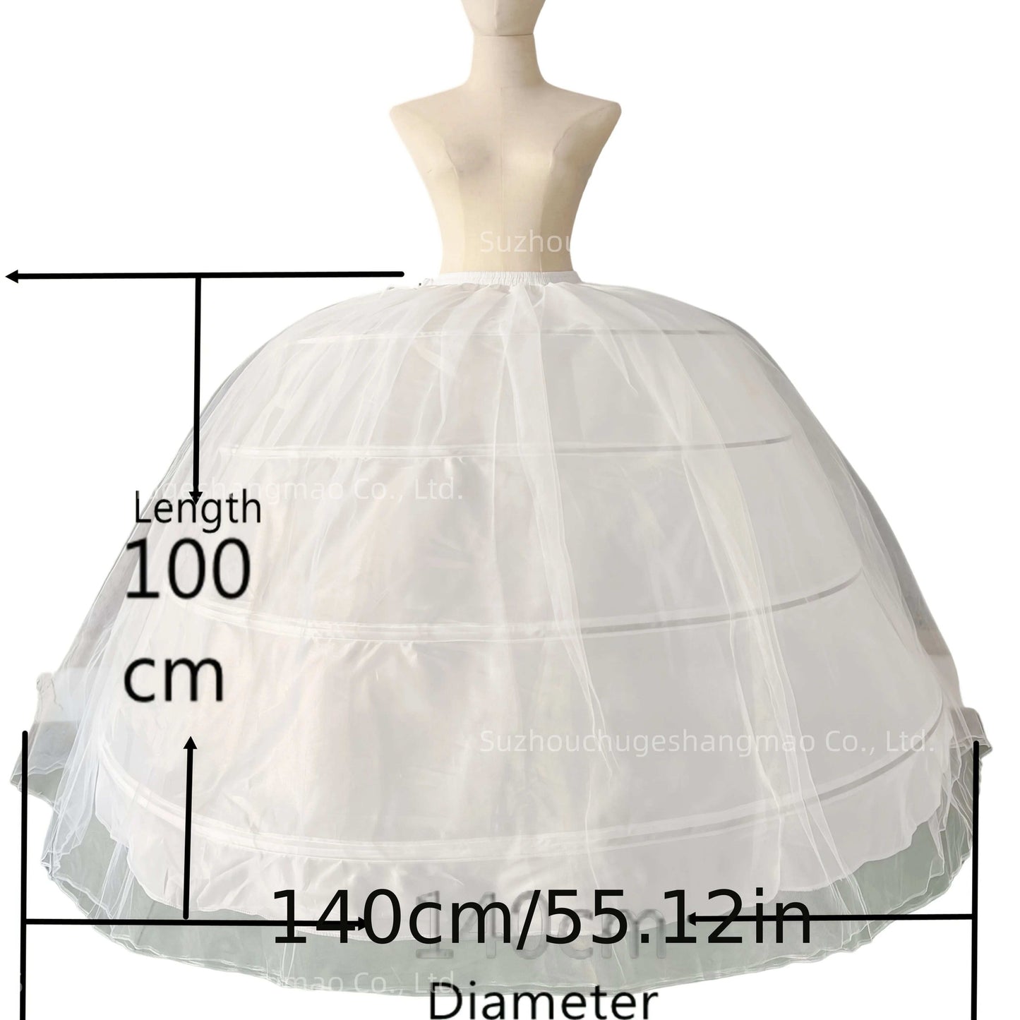6-Hoop Super Fluffy Bridal Petticoat Crinoline Slip Underskirt “ White & Black Wedding Dress Gown