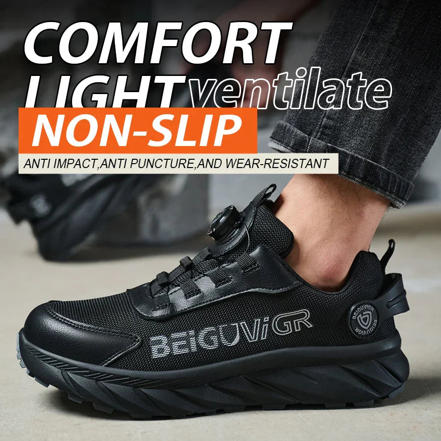 Rubber-Padded Anti-Slip, Impact-Resistant, Puncture-Resistant Safety Shoes