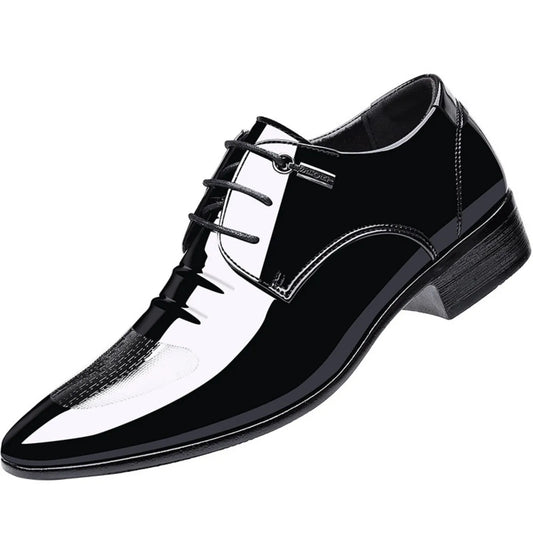 Men Casual Dress Shoes Mesh Pattern Derby Shoe Classic Lace-up Pointed Formal Oxford Tuxedo Shoes For Men