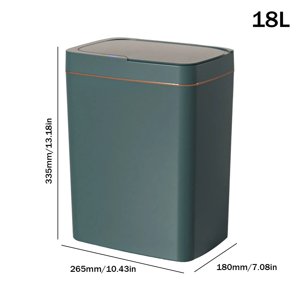 15/18L Intelligent Touchless Trash Can Waterproof Auto Motion Sensor Rubbish Can Quiet Wastebasket For Kitchen Bathroom Bedroom