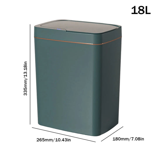 15/18L Intelligent Touchless Trash Can Waterproof Auto Motion Sensor Rubbish Can Quiet Wastebasket for Kitchen Bathroom Bedroom