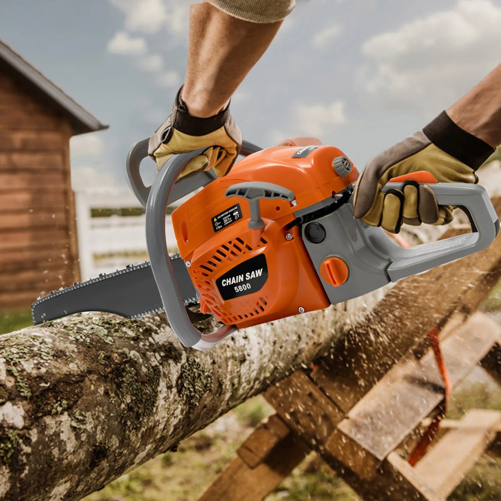 58Cc 2.4Kw Power Chain Saw 20 " Handheld Cordless Gasoline Chainsaw With Tool Bag Adjust The Chain Tightness Garden Tools