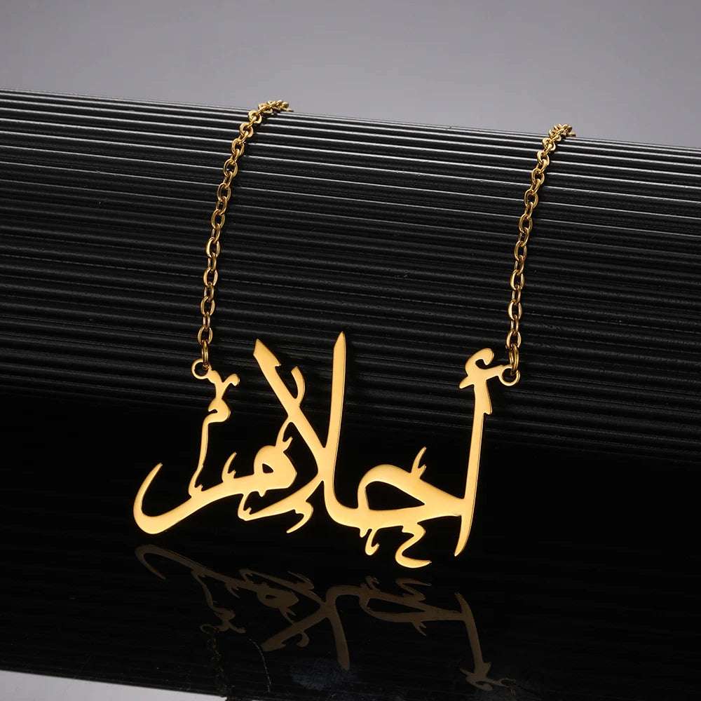 Custom Arabic Name Necklace G Color Stainless Steel Arab Words Choker Necklaces For Women Men Kid Islamic Jewelry