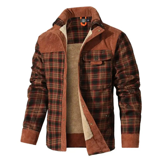 Men's's Jackets Winter Windproof Warm Casual Bomber Coat Plaid Sherpa Lined Flannel Outdoor Classic Jacket Men's US Size