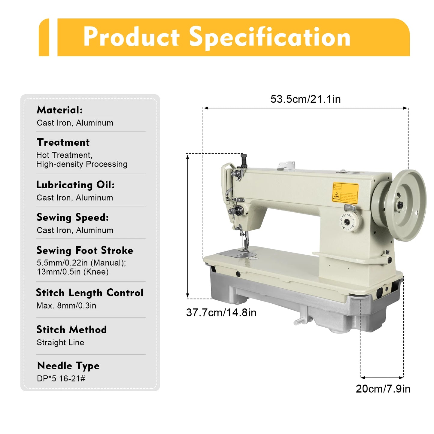 Heavy Duty Sewing Machine, 3000Spm High Speed, Double Thread Industrial Lockstitch For Thick Fabrics Leather Canvas