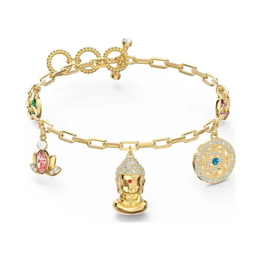 Buddha & Lotus Crystal Gold Bracelet - Lucky Daily Wear Jewelry