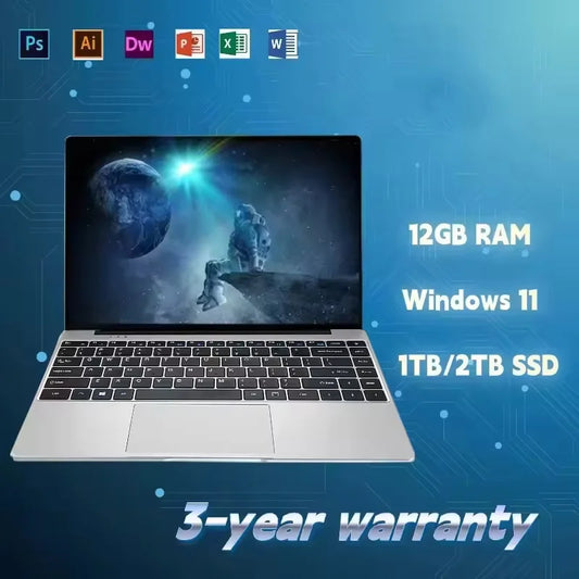 Laptop Computer Lightweight Portable Notebook Intel  Windows 11 Office Learn 14.1" HD Screen 12GB RAM 1TB 2TB SSD Cheap Laptop