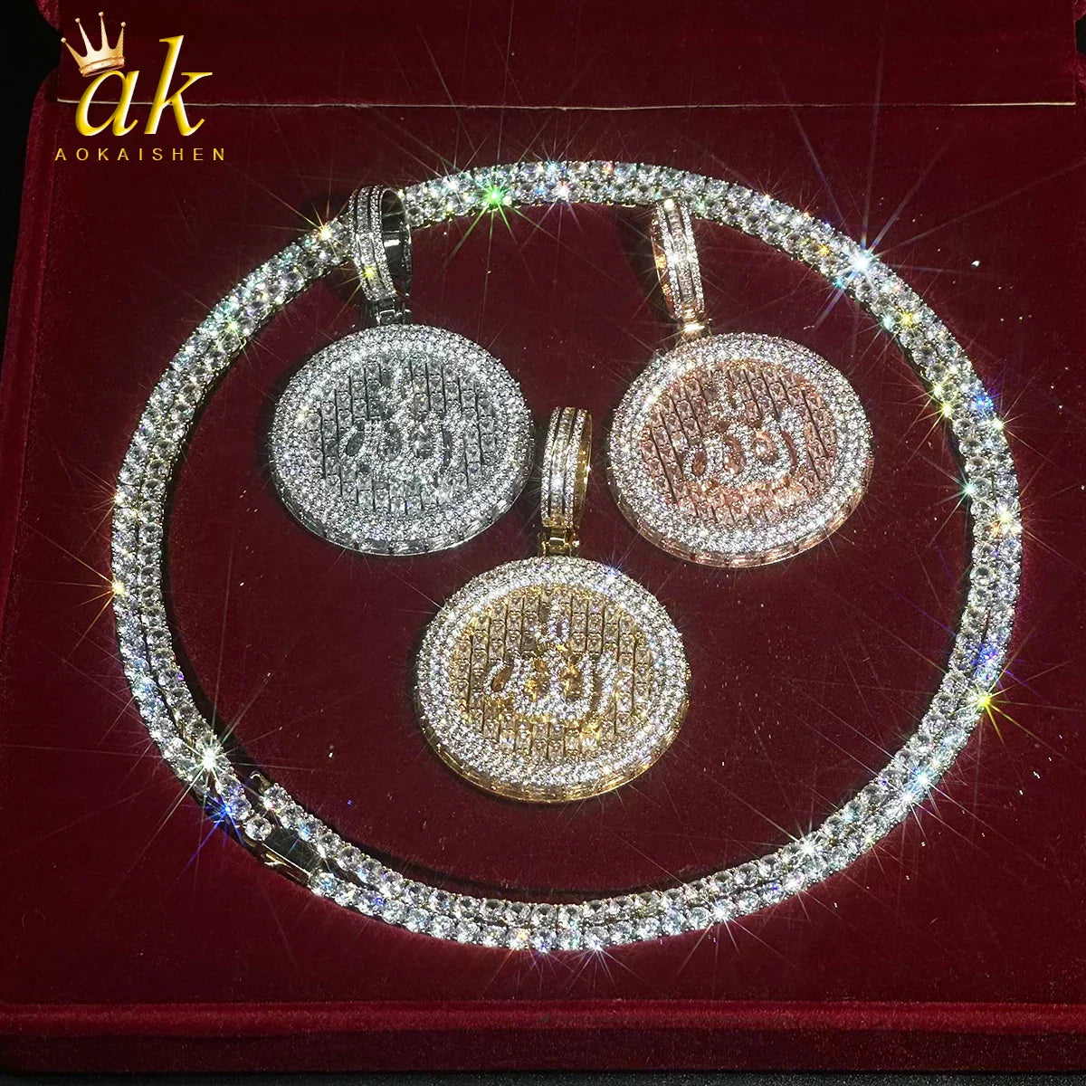 Aokaishen Muslim God Allah Pendant For Men's Necklace Religious Iced Out Cubic Zirconia Hip Hop Jewelry