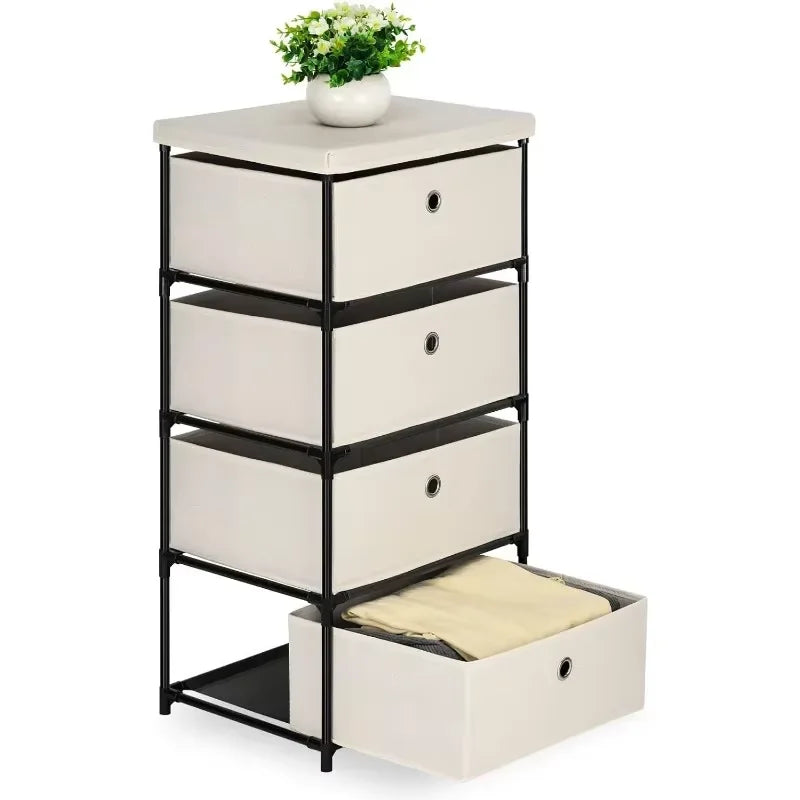 4-Drawer Fabric Dresser Closet Organizer with Storage Bins, Easy Assembly for Bedroom/Dorm/ Space-Saving Storage Unit