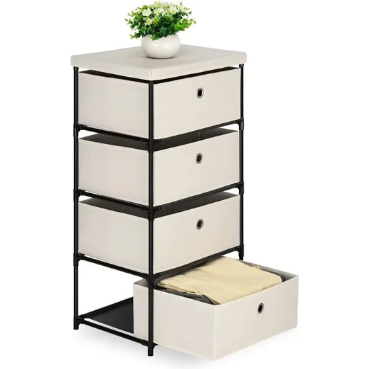 4-Drawer Fabric Dresser Closet Organizer with Storage Bins, Easy Assembly for Bedroom/Dorm/ Space-Saving Storage Unit