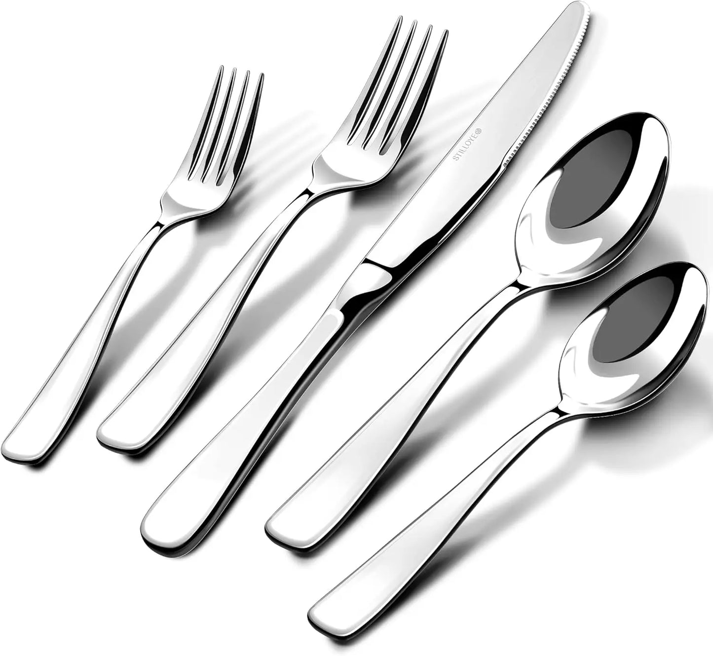 40-Piece Stainless Steel Silverware Set For 8, Mirror Polished Knives Forks Spoons, Dishwasher Safe Rust Proof