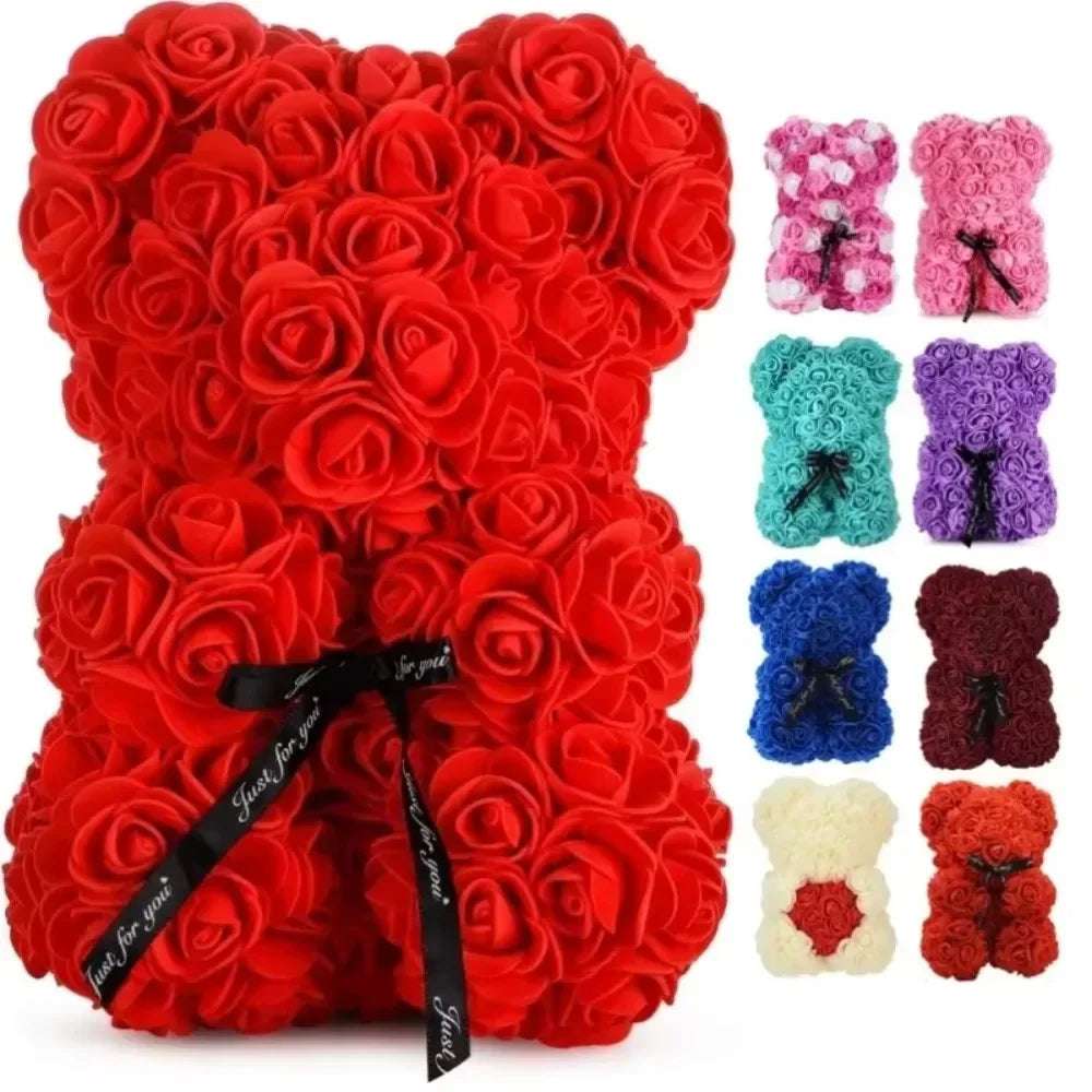 Artificial Flower Eternal Rose Teddy Bear for Mom Mother's Day Birthday Valentine's Day Anniversary Gifts & Decor Miniatures New