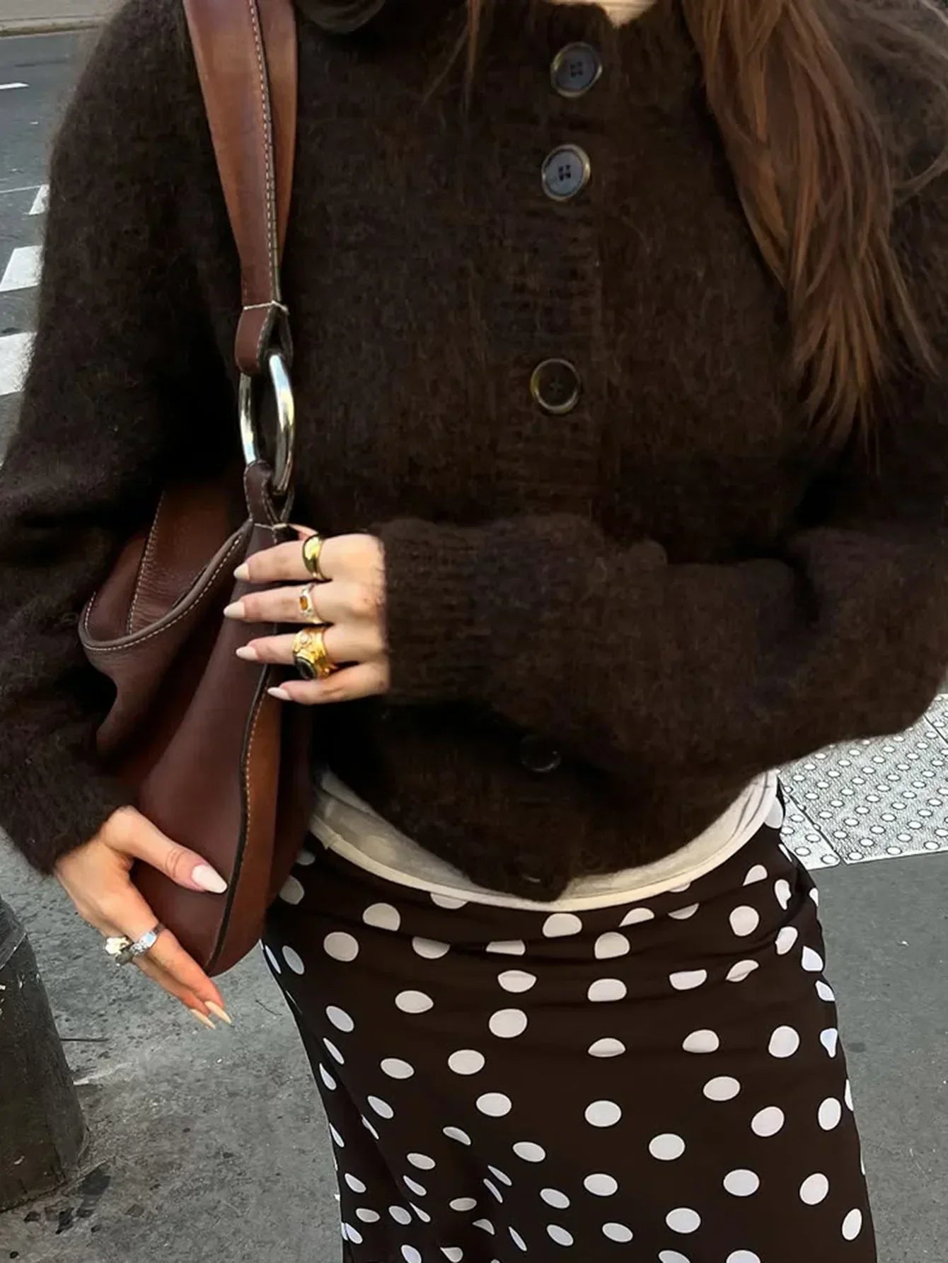 Women Button Down Sweater Fall Winter Knit Cardigan Solid Long Sleeve Open Front Sweaters Crew Neck Loose Fit Knitwear