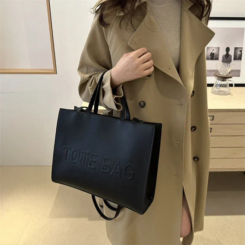 Women Tote Bags New Leather Solid Color Symatic Bag Simple Outdoor Leisure Large Capacity Shoulder Bag