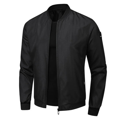 Men'S Autumn Thin Outwears Solid Color Zipper Stand Collar Bomber Jack