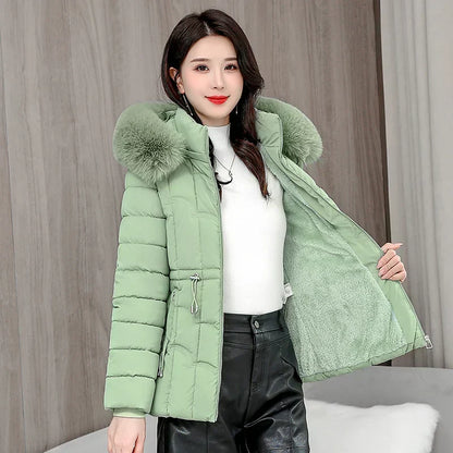 Winter 2025 New Down Jacket Women'S Parkas Fashion -Quality Warm Cotton Padded Coat Ladies Short Overcoat Hooded Overwear Tops
